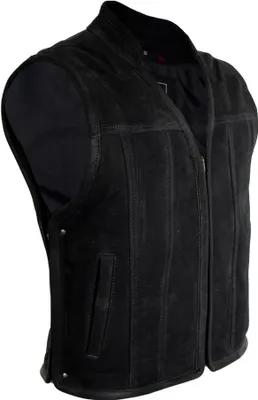 Produktbild von Herren Lederkutte Kutte Lederweste Bikerweste Motorrad Weste Nubuk Leder Rocker(4XL)