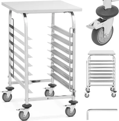 Produktbild von Catering-Wagen mit Regal für den Transport von 7 Tabletts 60 x 60 cm mit Regal