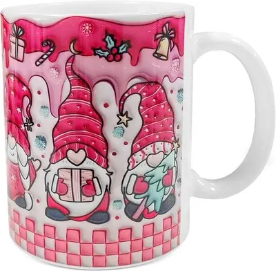 Immagine prodotto di Tazza natalizia in Vetroceramica personalizzata da 350 ml con manico 3D, figurine natalizie in Vetroceramica, personalizzabile, tazza da caffè natalizia (04)
