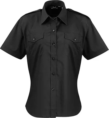 Produktbild von Premier Workwear Damen Piloten Bluse kurzarm PR312 black 52 (5XL/24)
