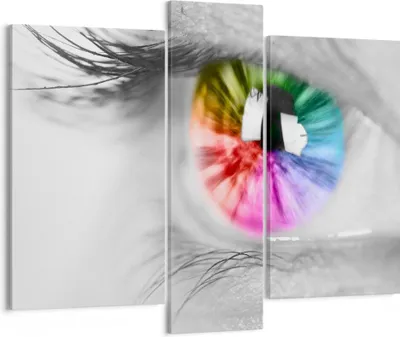 Produktbild von Bild auf Leinwand - Leinwandbild - Auge Regenbogen Wimper Grafik - 95x80cm - Wand Bild - Wanddeko - Leinwanddruck - Bilder - Kunstdruck - Wanddekoration - Leinwand bilder - Wandkunst - CB95x80-2644