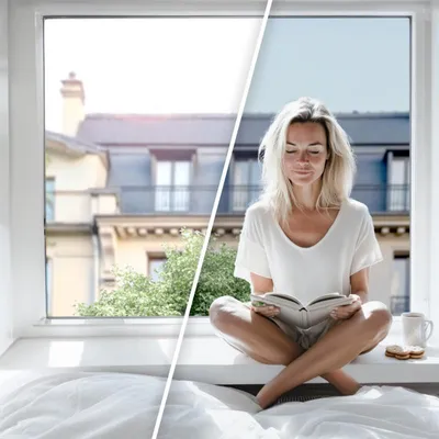 Produktbild von DIMEXACT - DIMEXACT Sonnen-/Wärmeschutzfolie für Fenster und Glasscheiben, Innenmontage für Flächen unter 1,2 m2, Blausilber - 54 % Reduzierung der Sonneneinstrahlung, Breite bis zu 1,52 m, Rolle -152 cm x 10 m - en Rouleau
