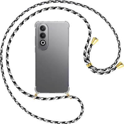 Produktbild von Handykette Backcover-Schutzhülle mit Band (Metall goldfarben) für OnePlus Nord CE4 5G - schwarz/grau/weiß
