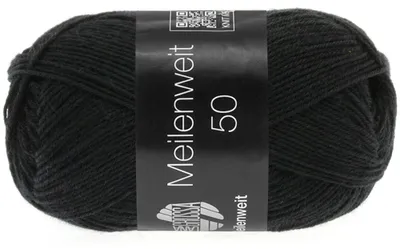Produktbild von Lana Grossa MEILENWEIT 50 g UNI 4-fach Sockenwolle mit 80 % Schurwolle 210 m Farbe 1106 - Schwarz