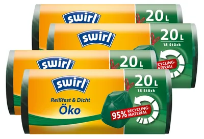 Produktbild von 4x Swirl Öko Müllbeutel 20L ( 18 stk./ Rolle ) mit Zugband