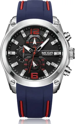 Produktbild von MEGIR 2063 Multifunktions-Leuchtchronograph 3ATM Wasserdichte Herren-Sportuhr mit Silikonarmband Kalendertag Datum