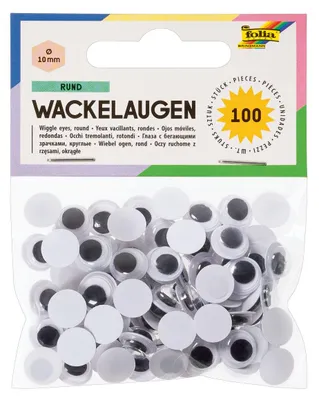 Produktbild von Folia Wackelaugen mit beweglicher Pupille, rund Ø 10mm, 100 Stück