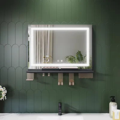 Obrázek produktu pro Koupelnové zrcadlo SONNI 70 x 50 cm, tříbarevné, stmívatelné, RA90, proti mlžení, s multifunkční poličkou