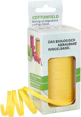 Produktbild von PRÄSENT Geschenkband BaumwolleFIELD matt gelb 5,0 mm x 100,0 m