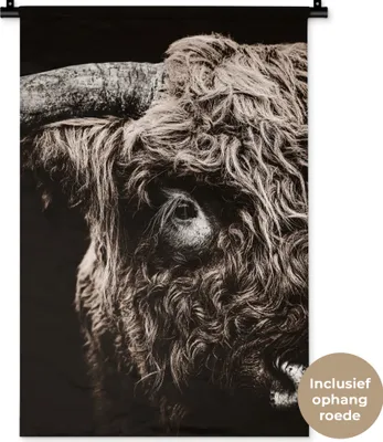 Produktbild von MuchoWow® Wandteppich Wandbehang Schottisches Hochlandrind - Kuh - Stier 60x90 cm Tapisserie Dekoration Wandtuch - Foto-Teppich - Abwaschbar