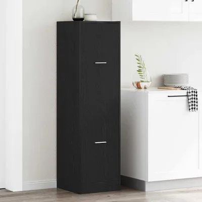Produktbild von HOMMIE Apothekerschrank Schwarz Eichen-Optik 40x41x144.5cm NEU529310 - Kommoden