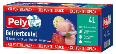 Zdjęcie produktu dla Woreczki do zamrażania Pely 3-warstwowe foliowe ekonomiczne opakowanie 4 litry 45 sztuk