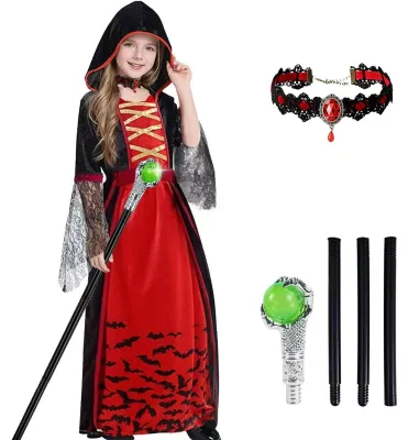 Imagen del producto de Omgoods: Conjunto de disfraz de vampiro misterioso para niñas