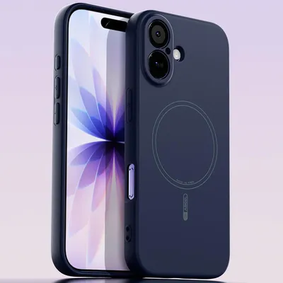 Image de Coque magnétique pour iPhone 17, compatible MagSafe, silicone liquide, résistant aux chocs et aux rayures Bleu foncé