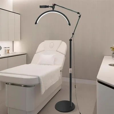 Immagine prodotto di DESGNT lampada per estensione ciglia LED a mezzaluna 27 pollici 36 W con testa regolabile a 360° luce ciglia professionale per tatuatori di bellezza truccatori studi di bellezza cura della pelle