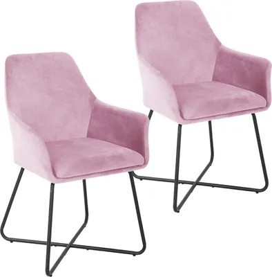 Produktbild von SVITA JOSIE Dining 2er Set Esszimmerstuhl Sessel Polsterstuhl Samt pink