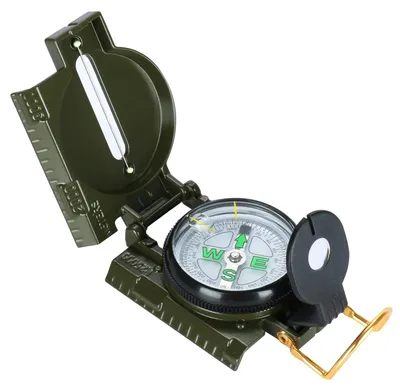 Produktbild von Marschkompass Navigationskompass Peilkompass - Metallgehäuse - Olivgrün Camouflage - 25 x 77 x 58 mm - Für Wandern und Outdoor