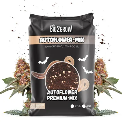 Produktbild von Bio2Grow Autoflower Mix 40 Liter - Automatik Indoor & Outdoor Blumenerde für Pflanzen Leichte Mischung Gemüse Anbau