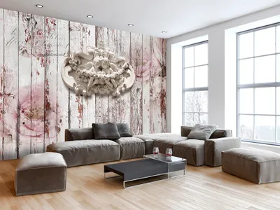 Produktbild von Vlies Fototapete 350x256 cm Tapeten Wandtapete XXL Vintage Engel Holz Textur Blumen Rose f-C-0063-a-a