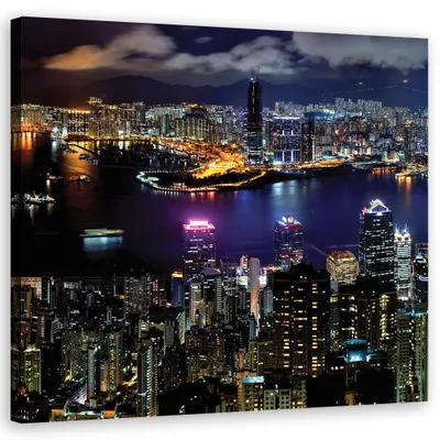 Produktbild von Leinwandbild städte und architektur - blau 30x30 cm Feeby blau wandbild bereit zum aufhängen