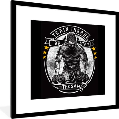 Produktbild von MuchoWow® MuchoWow® Gerahmtes Poster Mancave - Sport - Gewichte - Retro 40x40 cm - Poster mit zchwarzem Bilderrahmen - Poster - Plakat im Rahmen