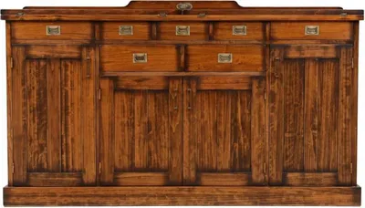 Obrázek produktu pro Casa Padrino příborník ve vintage stylu se 4 dvířky a 7 zásuvkami hnědý 184 x 46 x v. 107,5 cm - Skříň z masivu - Nábytek ve vintage stylu - nábytek - Nábytek z masivu