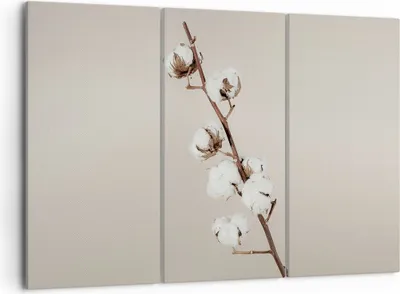 Produktbild von Bild auf Leinwand - Leinwandbild - 3 Teile - Baumwolle Zweig Boho - 105x70cm - Wand Bild - Wanddeko - Wandbilder - Leinwanddruck - Bilder - Wanddekoration - Leinwand bilder - Wandbild - CE105x70-4730