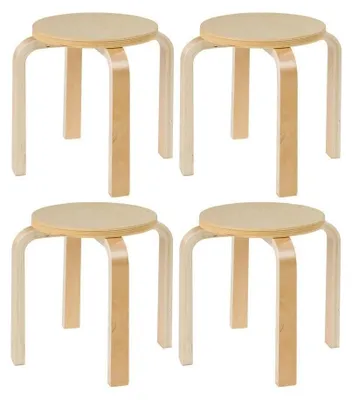 Produktbild von Kinderhocker - Beige - H 30 cm - Birkenholz - stapelbar - 4er Set