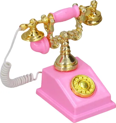 Zdjęcie produktu dla Mini model telefonu do domku dla lalek Retro Symulacja europejskiego modelu telefonu Vintage Dekoracja do domku dla lalek 1:12 Różowy