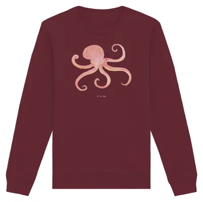 Produktbild von Mr. & Mrs. Panda Rundhals Sweatshirt Tintenfisch Größe M - Burgundy - Geschenk, Wasser, Lustige Sprüche, Baumwoll Pullover, Pulli, Meer, Sweater, Ozean, Krake, Meerestier