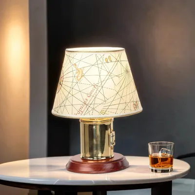 Produktbild von Nachttischleuchte 30 cm E27 Creme Messing Jugendstil Tischlampe