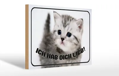 Produktbild von Holzschild Katze 30x20cm ich hab dich lieb Geschenk