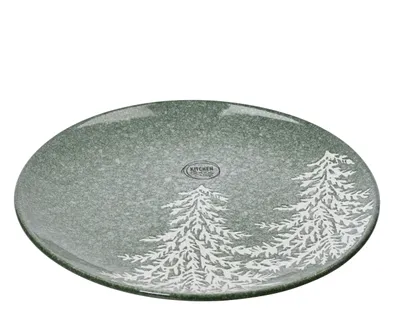 Produktbild von Frühstücksteller 20cm Keramik Tannenbäume Motiv Grün / Weiß