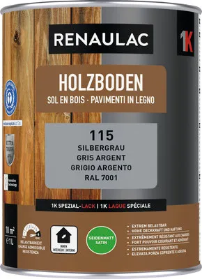 Produktbild von RENAULAC Holzbodenfarbe seidenmatt silber 1 l