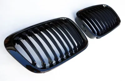 Image de Grille de calandre sport PREMIUM Grille noire BRILLANTE pour BMW Série 3 E46