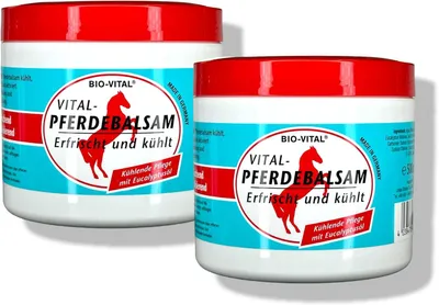 Produktbild von Original Pferdebalsam Erfrischt und kühlt, mit Eucalyptusöl, Pferdegel, Vital-Pferdebalsam erfrischt, entspannt und kühlt, Belebendes vitalisierendes kühledes Massage-Gel 1000 ml