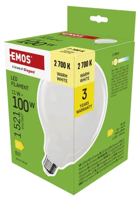 Zdjęcie produktu dla EMOS Żarówka LED Filament 11W E27 Barwa światła: Ciepła biała ZF2D62