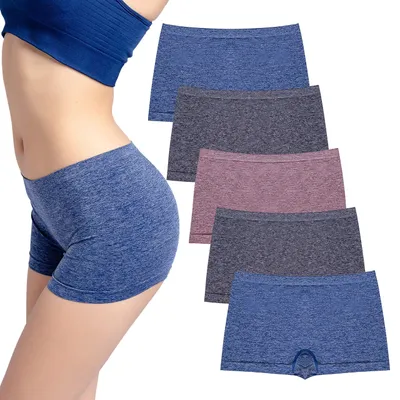 Image de Lot de 5 culottes sans couture pour femmes, style shorty