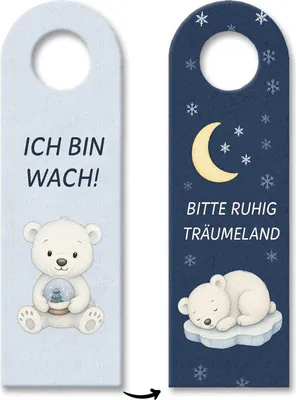 Produktbild von Eisbär Ich bin wach! Bitte ruhig Träumeland Türhänger 10er Set fürs Kinderzimmer
