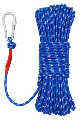 Immagine prodotto di Corda intrecciata per ancora e ormeggio, 6 mm x 50 m - Elevata resistenza, con gancio (blu)