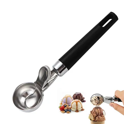 Produktbild von Eisportionierer Edelstahl 21 cm, Eiskugelportionierer mit Auswerfer, antihaftbeschichtet, spülmaschinenfest – für Eis, Obst, Teig & Melonenkugeln