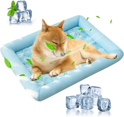 Produktbild von Kühlendes Hundebett, strapazierfähiger Korb, rutschfester Boden, waschbar, atmungsaktiv (L)