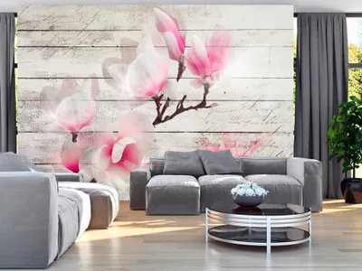 Produktbild von Vlies Fototapete 400x280 cm Tapeten Wandtapete XXL Holz Blumen b-A-0241-a-b