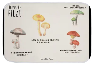 Produktbild von Mr. & Mrs. Panda Badezimmer Matte Heimische Pilze - Geschenk, Badematte, Teppich Bad, Badezimmerteppich, Fußmatte, Pilz, duschmatte, Glückspilz, Badvorleger, Dekoration
