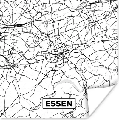 Produktbild von MuchoWow® Poster Karte - Essen - Stadtplan 75x75 cm - Wand Dekoration