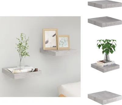 Obrázok produktu pre vidaXL Plávajúce police 2 ks. Betónová sivá 23x23,5x3,8 cm MDF - Nástenné police