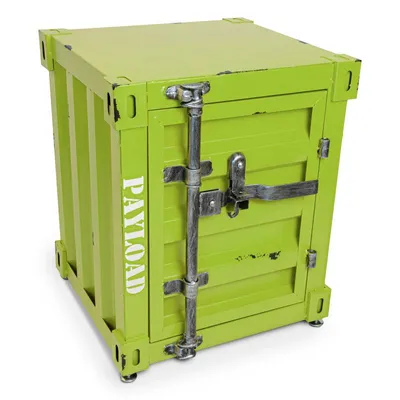 Produktbild von Büttner Beistelltisch Couchtisch Nachttisch Spind Hocker im industrial Container Look aus Metall – Hellgrün