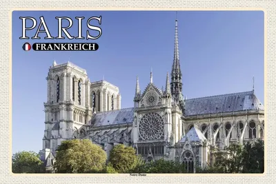 Produktbild von vianmo Holzschild 12x18 cm Paris Frankreich Notre-Dame Kathedrale