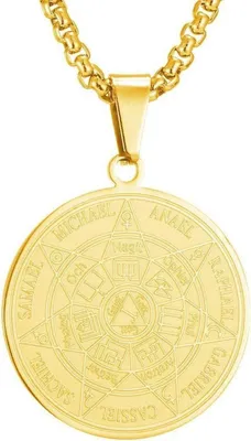 Produktbild von Halskette Herren 7 Erzengel Siegel Medaille Talisman Edelstahl Solomon Schmuck