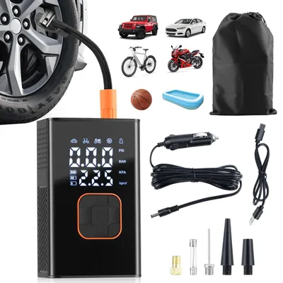Image de Pompe à pneus portable, pompe à air électrique avec manomètre numérique